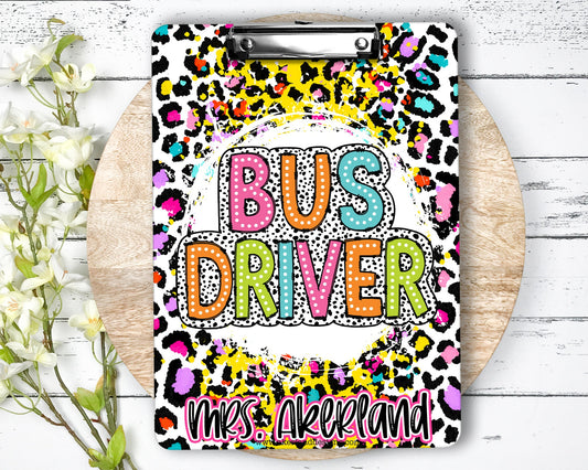 Bus Driver Clipboard with Personalization Front and Back - Gift for Bus Driver - Double Sided