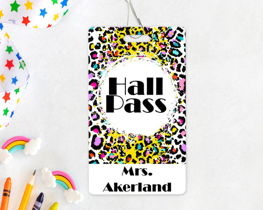 Classroom Hall Passes 6pk Bundle, Hall Pass, Library Pass, Office Pass, Restroom Pass, Custom Hall Passes Pastel Rainbow Theme Teacher Gift