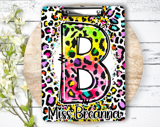 Neon Leopard Clipboard personalized on both sides FRONT AND BACK Teacher Appreciation Gift - Back to school gift - Teacher Clipboard