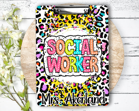 Social Worker Clipboard Personalized with name on front and back - Double Sided