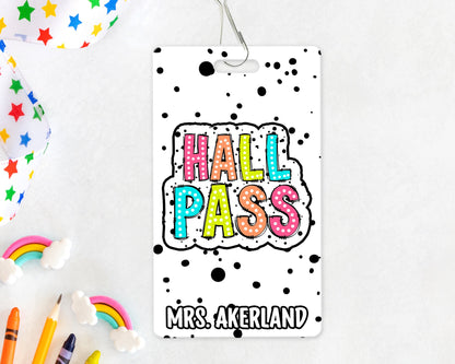 Classroom Hall Passes 6pk Bundle, Hall Pass, Library Pass, Office Pass, Restroom Pass, Custom Hall Passes Pastel Rainbow Theme Teacher Gift