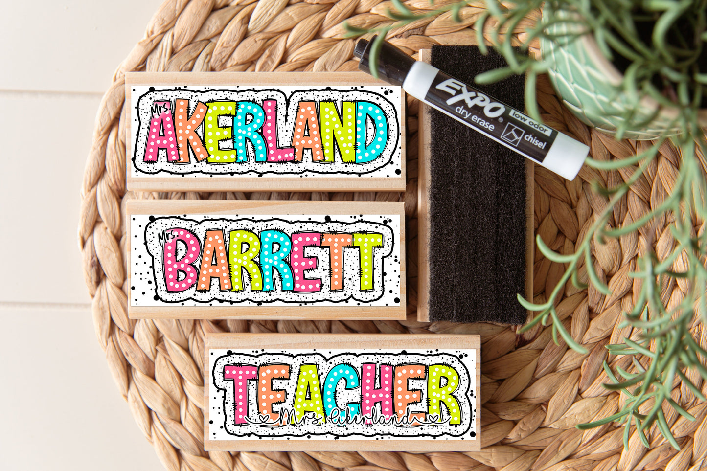 Teacher Dry Erase Chalkboard Eraser - White Board Eraser - Custom Personalized Teacher Eraser Gift - Gift for Teacher (Approx. 5 x 2 in)