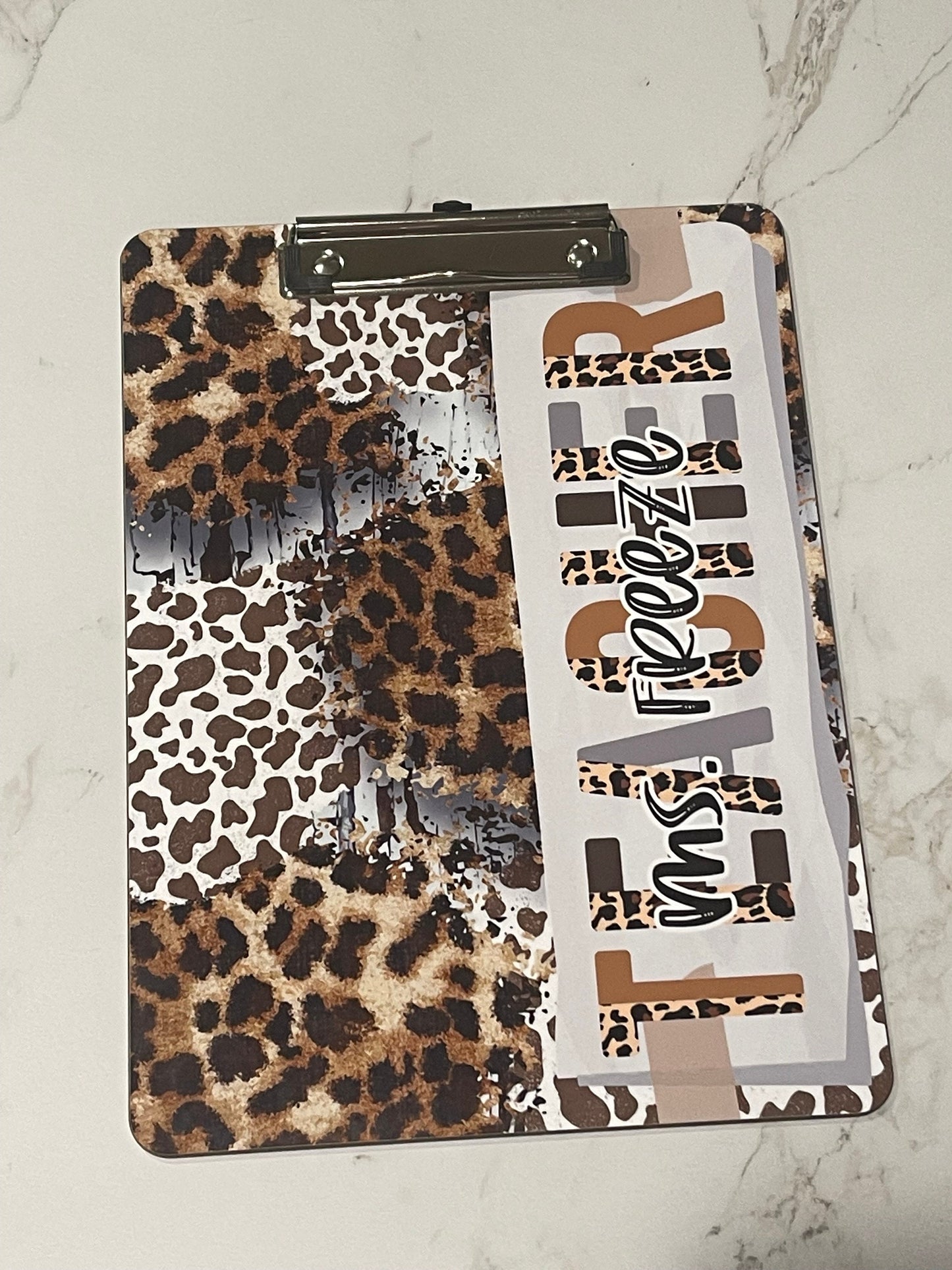 Leopard Teacher Clipboard with Personalization Front and Back  Gift for Teachers - Double Sided