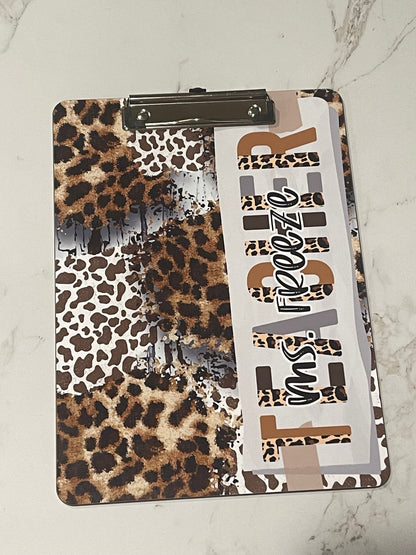 Leopard Teacher Clipboard with Personalization Front and Back  Gift for Teachers - Double Sided