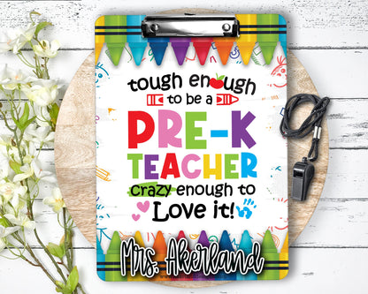 PRE-K Teacher Clipboard Personalized with a name - Double Sided - Gift for Daycare Provider