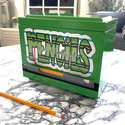 Custom Pencil Dispenser Vinyl Decal Personalized with a name. (DECAL ONLY)