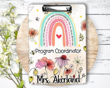 Program Coordinator Clipboard with Personalization on both FRONT AND BACK Teacher Appreciation Gift - Back to school gift