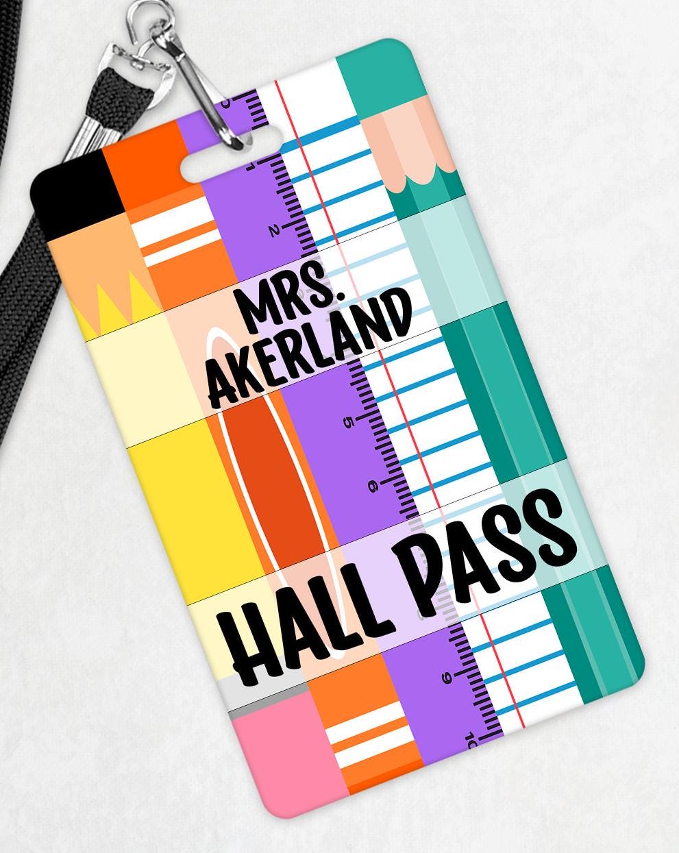 Classroom Hall Pass, Library Pass, Office Pass, Restroom Pass, Custom Hall Passes Pencil Theme Teacher Gift