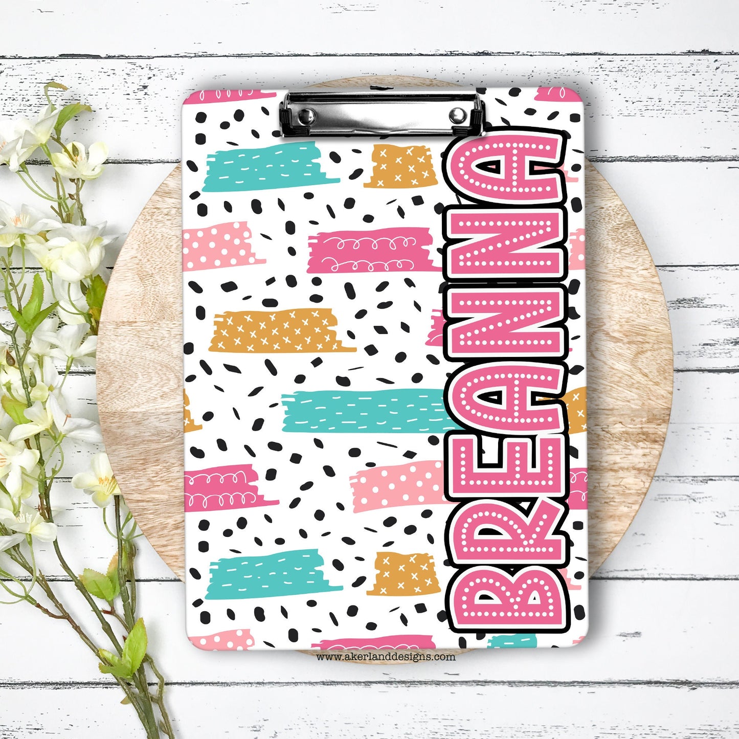 Personalized Clipboard with Personalization on both sides FRONT AND BACK Hand Drawn Doodles