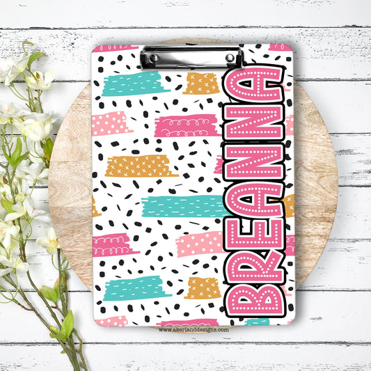 Personalized Clipboard with Personalization on both sides FRONT AND BACK Hand Drawn Doodles