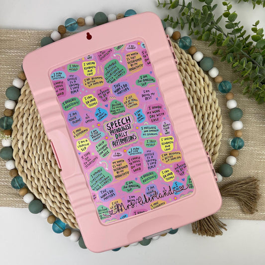 Speech Pathologist Daily Affirmations Clipboard with STORAGE! - Personalized SLP Gift - Storage Clipboards for therapists