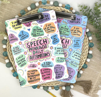 Speech Pathologist Daily Affirmation Clipboard with Personalization Front and Back - Double Sided