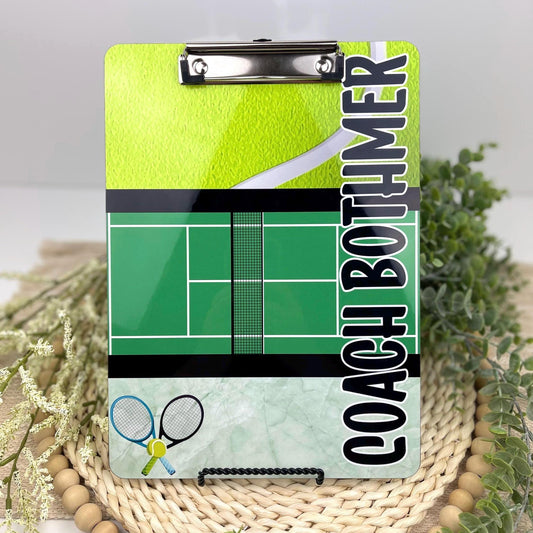 Tennis Coach Clipboard with Personalization Front and Back - Gift for Tennis Coach - Double Sided