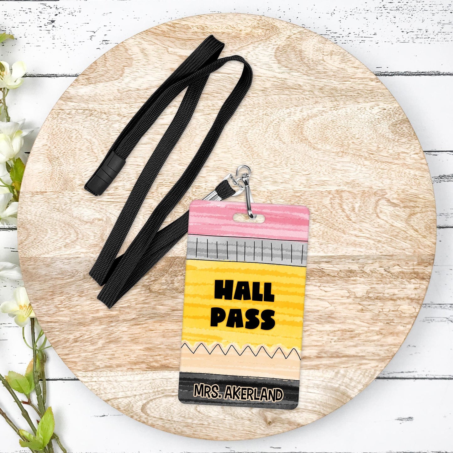 Classroom Hall Pass, Library Pass, Office Pass, Restroom Pass, Custom Hall Passes Pencil Theme Teacher Gift