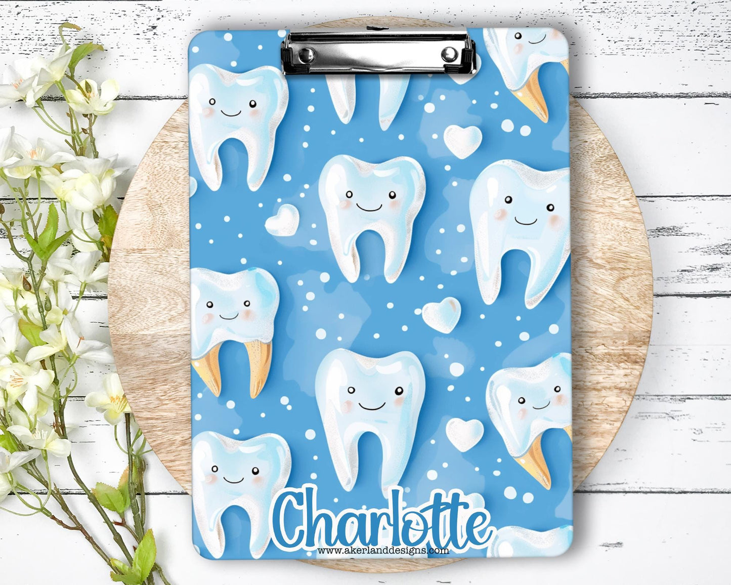 Smiling Molars Clipboard with Personalization on both sides, great Dental Front Office Clipboard, Dental Hygienist Clipboard