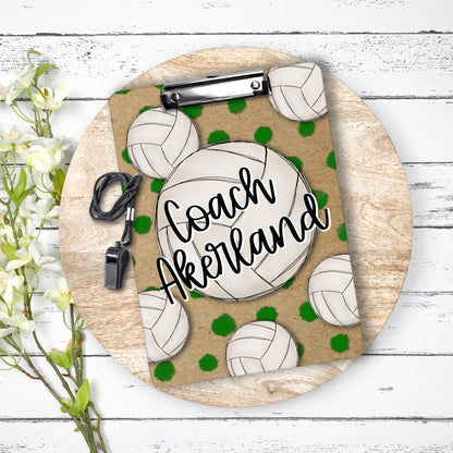 Volleyball Coach Clipboard with Personalization on both sides FRONT AND BACK Teacher Appreciation Gift - Back to school gift Green