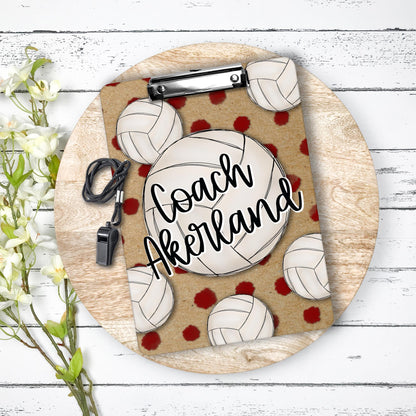 Volleyball Coach Clipboard with Personalization on both sides FRONT AND BACK Teacher Appreciation Gift - Back to school gift Red