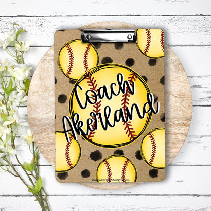 Softball Clipboard with Personalization on both sides FRONT AND BACK Coach Appreciation Gift - School Sports Team Clipboard