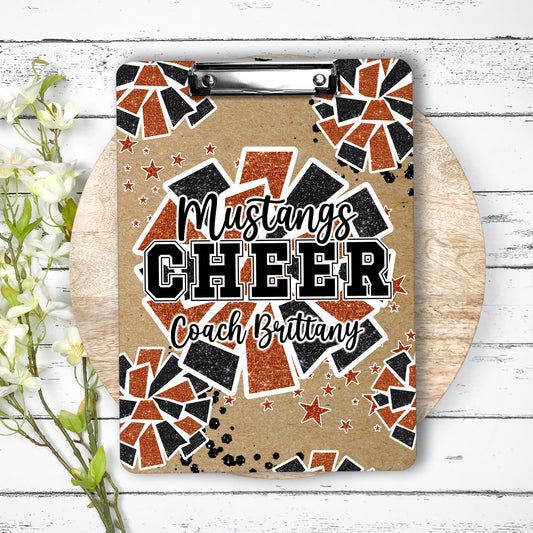 Orange Cheer Clipboard Personalize it with a name AND school mascot, design is the same on both sides. Coach Appreciation Gift