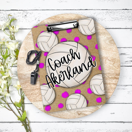 Volleyball Coach Clipboard with Personalization on both sides FRONT AND BACK Teacher Appreciation Gift - Back to school gift Pink