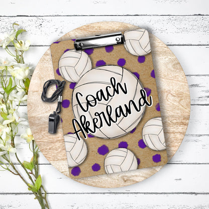 Volleyball Coach Clipboard with Personalization on both sides FRONT AND BACK Teacher Appreciation Gift - Back to school gift Purple