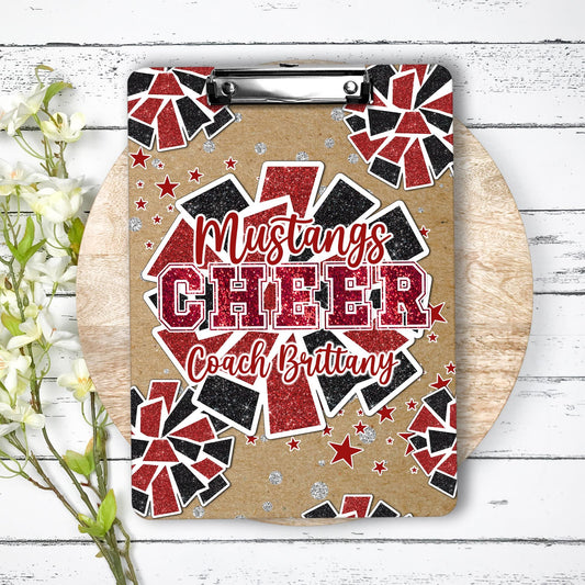 Red Cheer Clipboard Personalize it with a name AND school mascot, design is the same on both sides. Coach Appreciation Gift