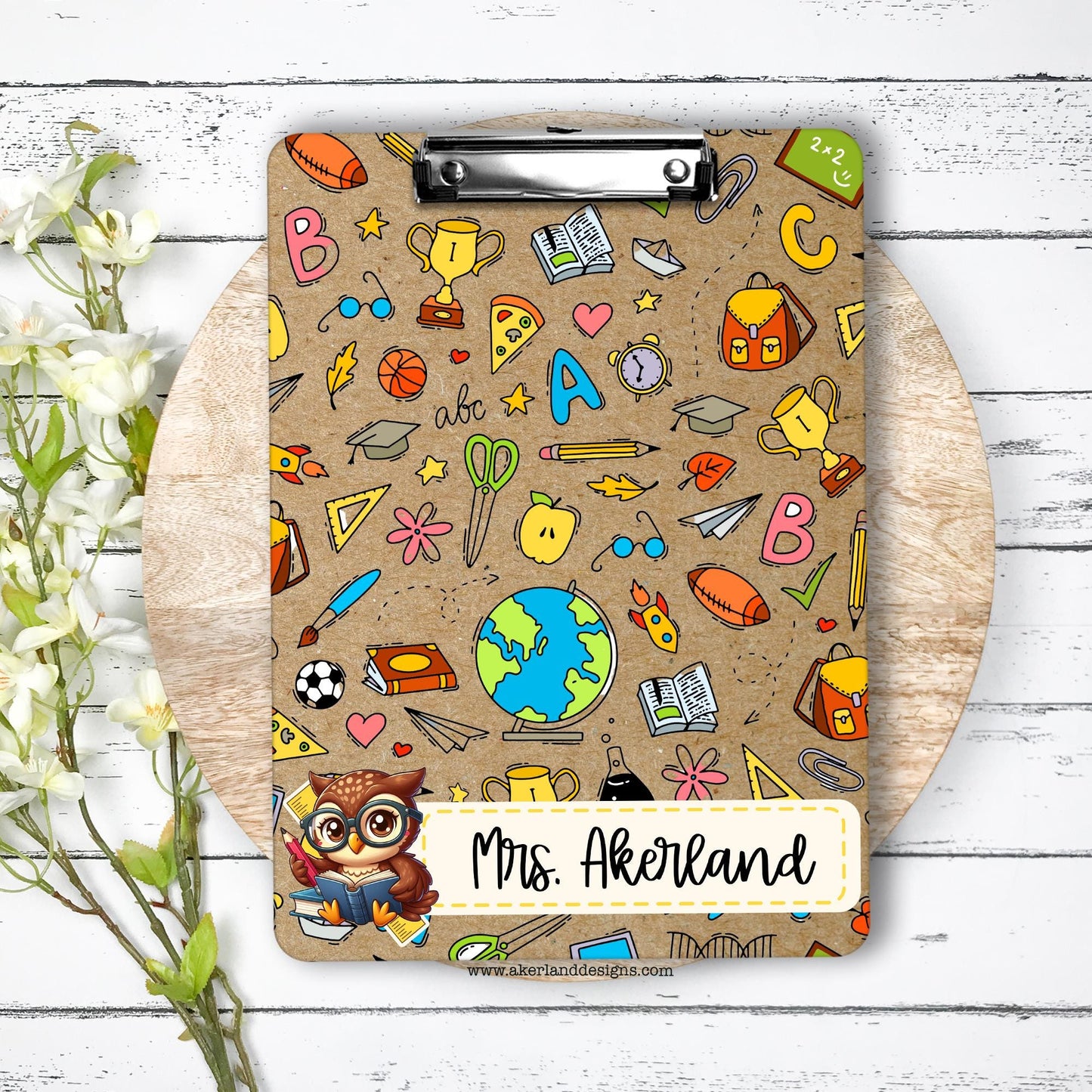 Personalized Teacher Clipboard with Personalization on both sides FRONT AND BACK Teacher Appreciation Gift - Back to school gift - Owl Theme