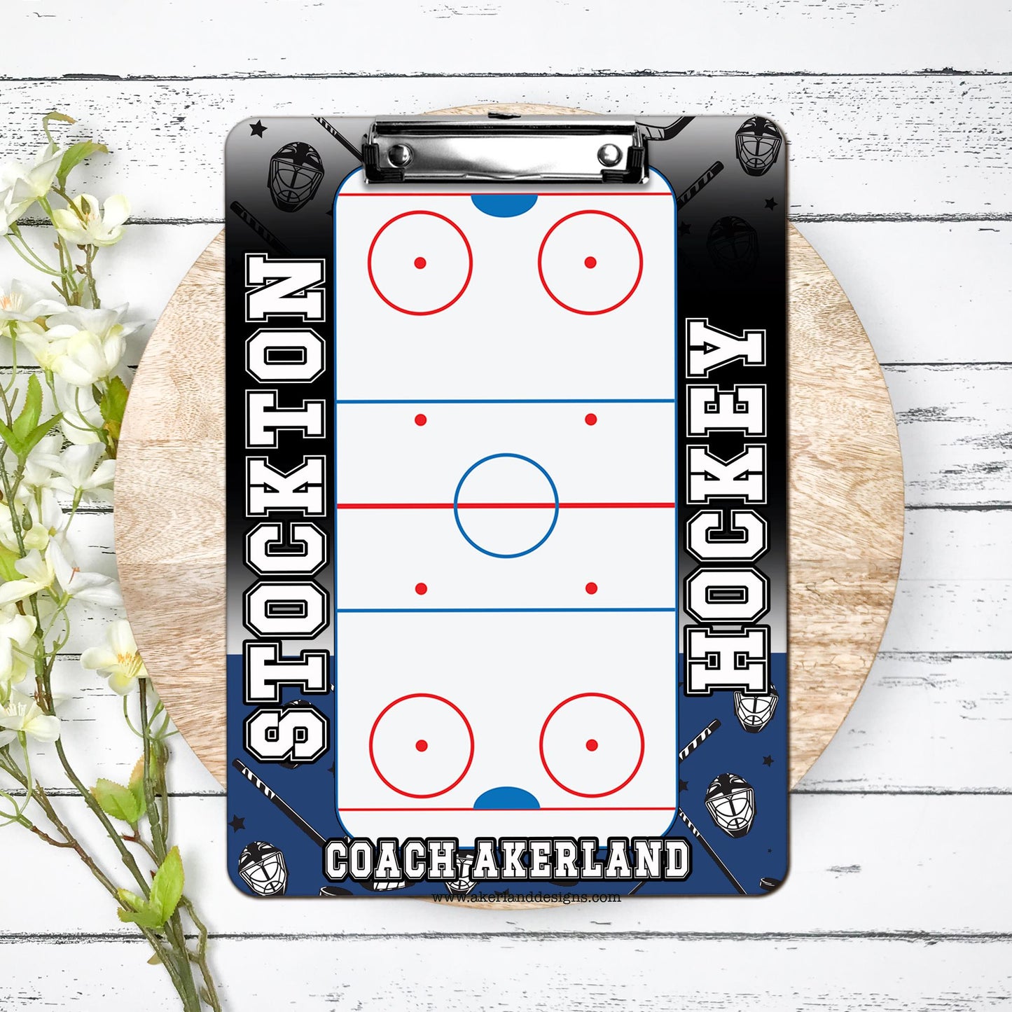 Hockey Clipboard Personalized with a name Coach Appreciation Gift Dry Erase Surface Double Sided