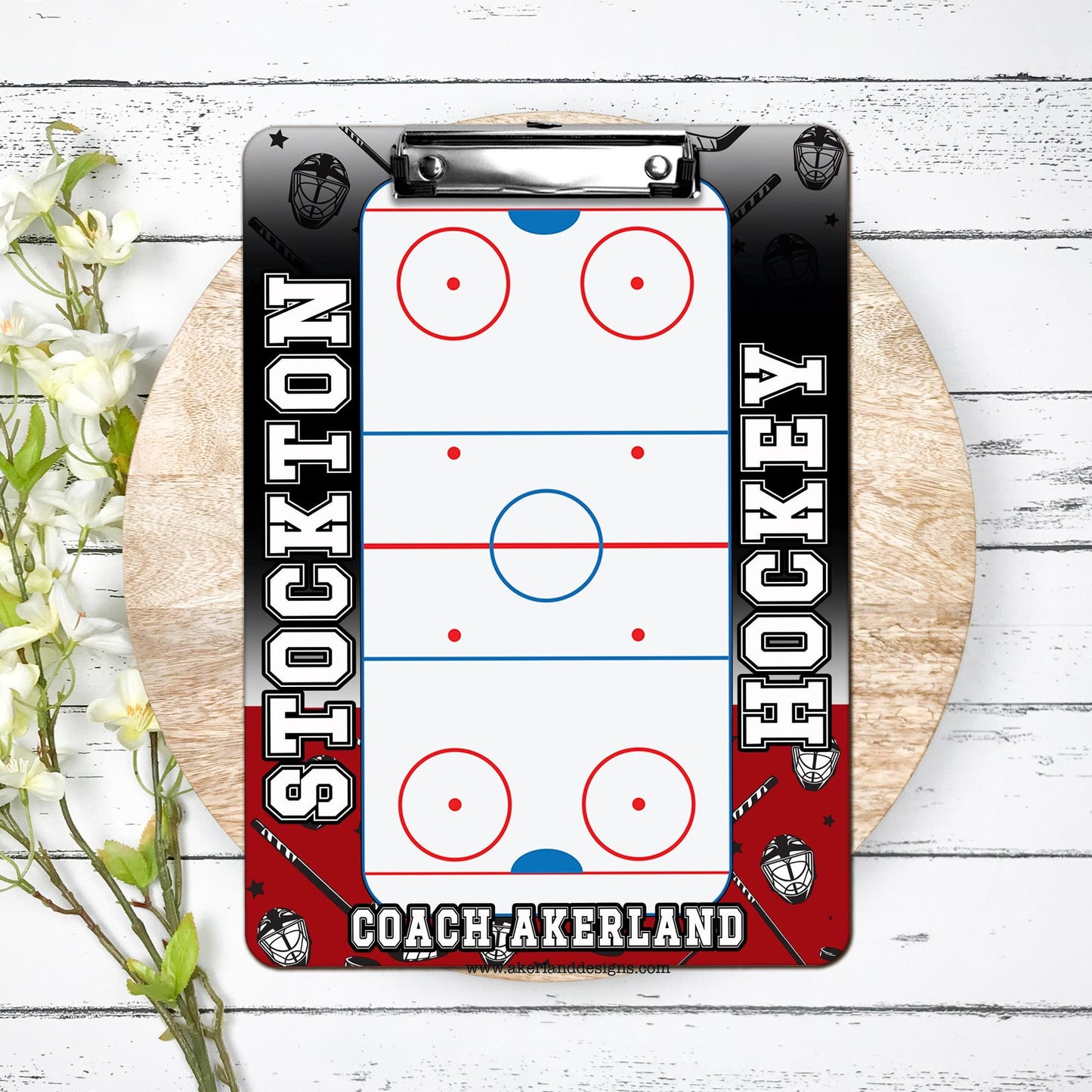 Hockey Clipboard Personalized with a name Coach Appreciation Gift Dry Erase Surface Double Sided