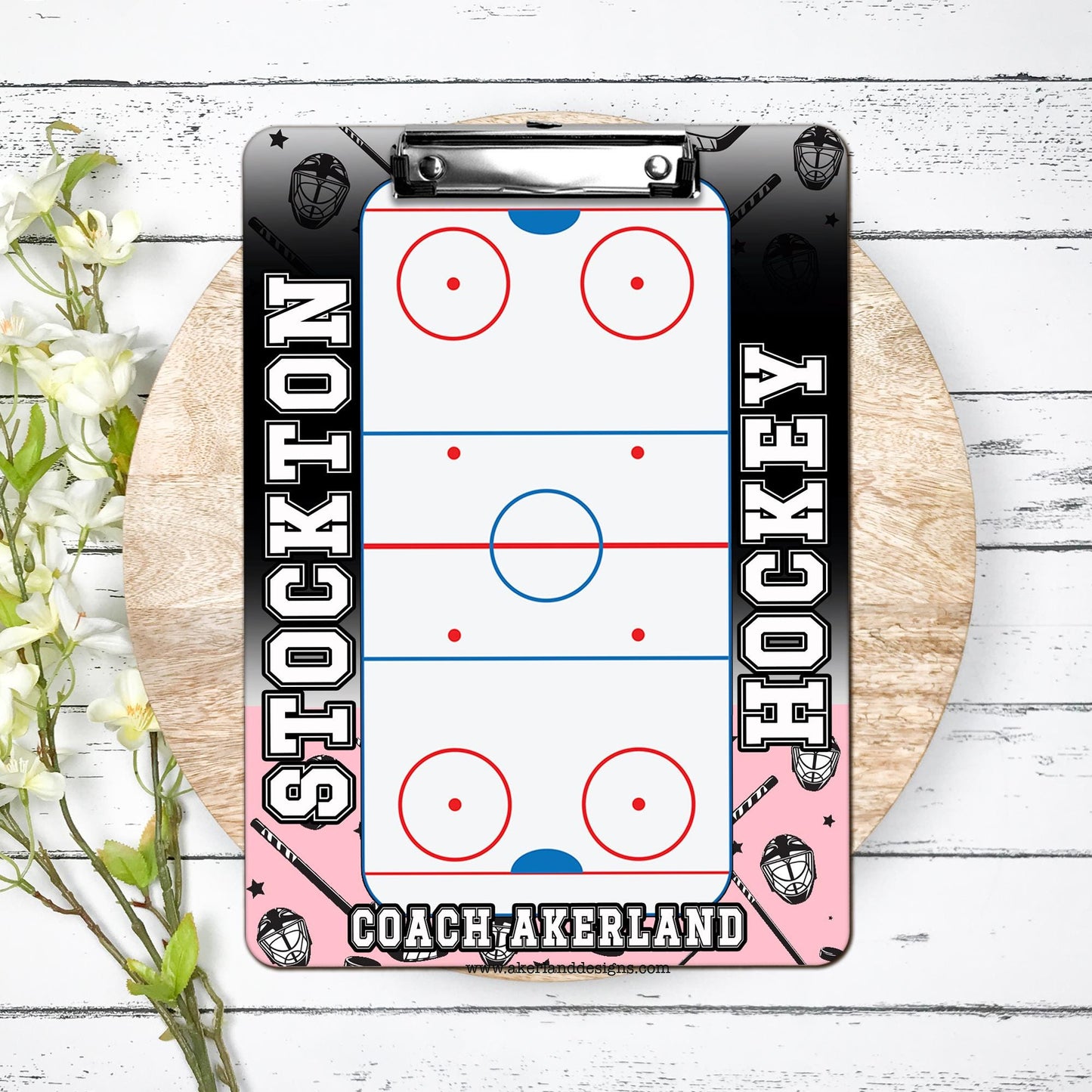 Hockey Clipboard Personalized with a name Coach Appreciation Gift Dry Erase Surface Double Sided