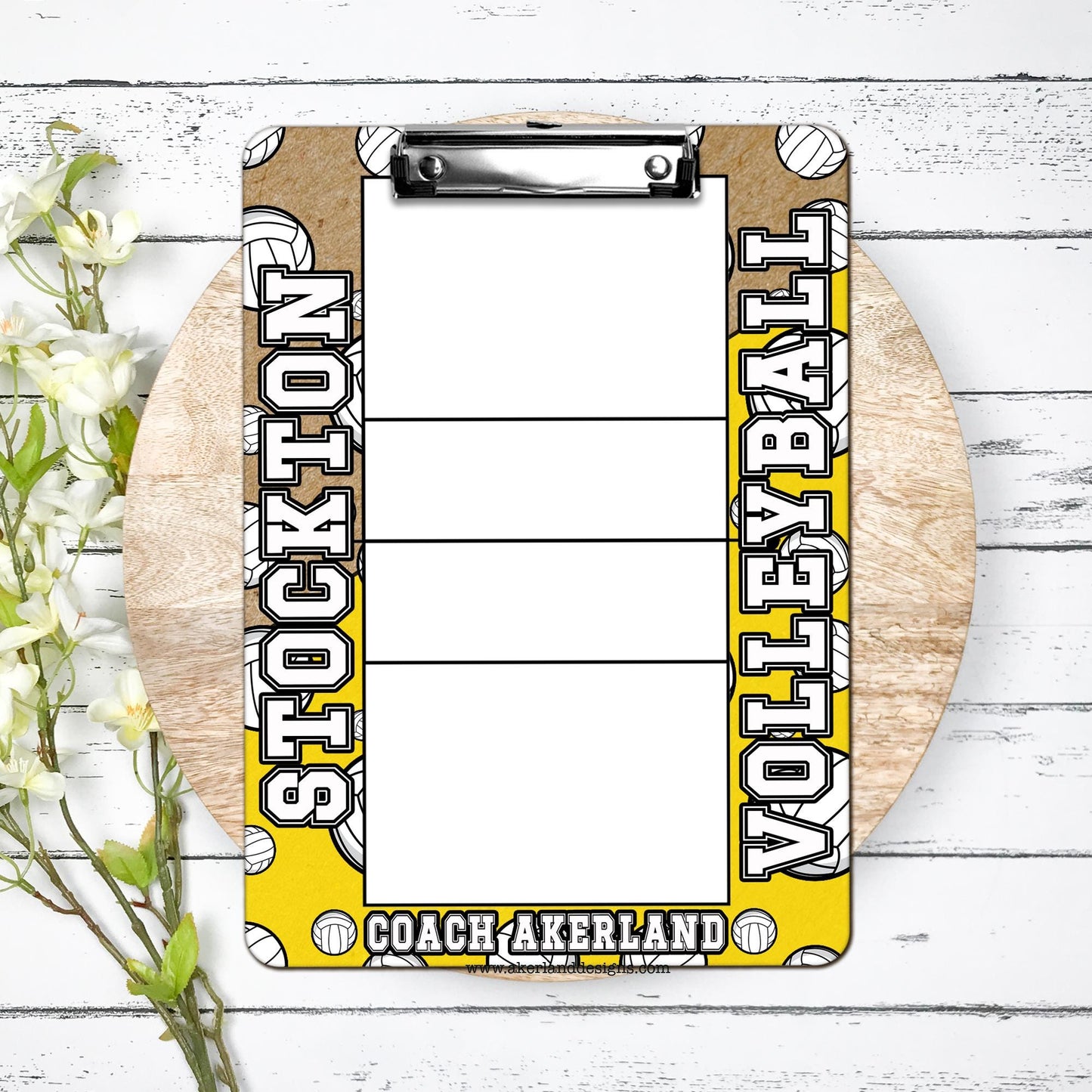 Volleyball Court Clipboard Personalized with team name, Coach Appreciation Gift Dry Erase Surface Double Sided with color options