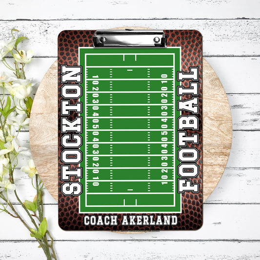 Football Coach Clipboard with Personalization Front and Back Great Gift for Coach - Double Sided