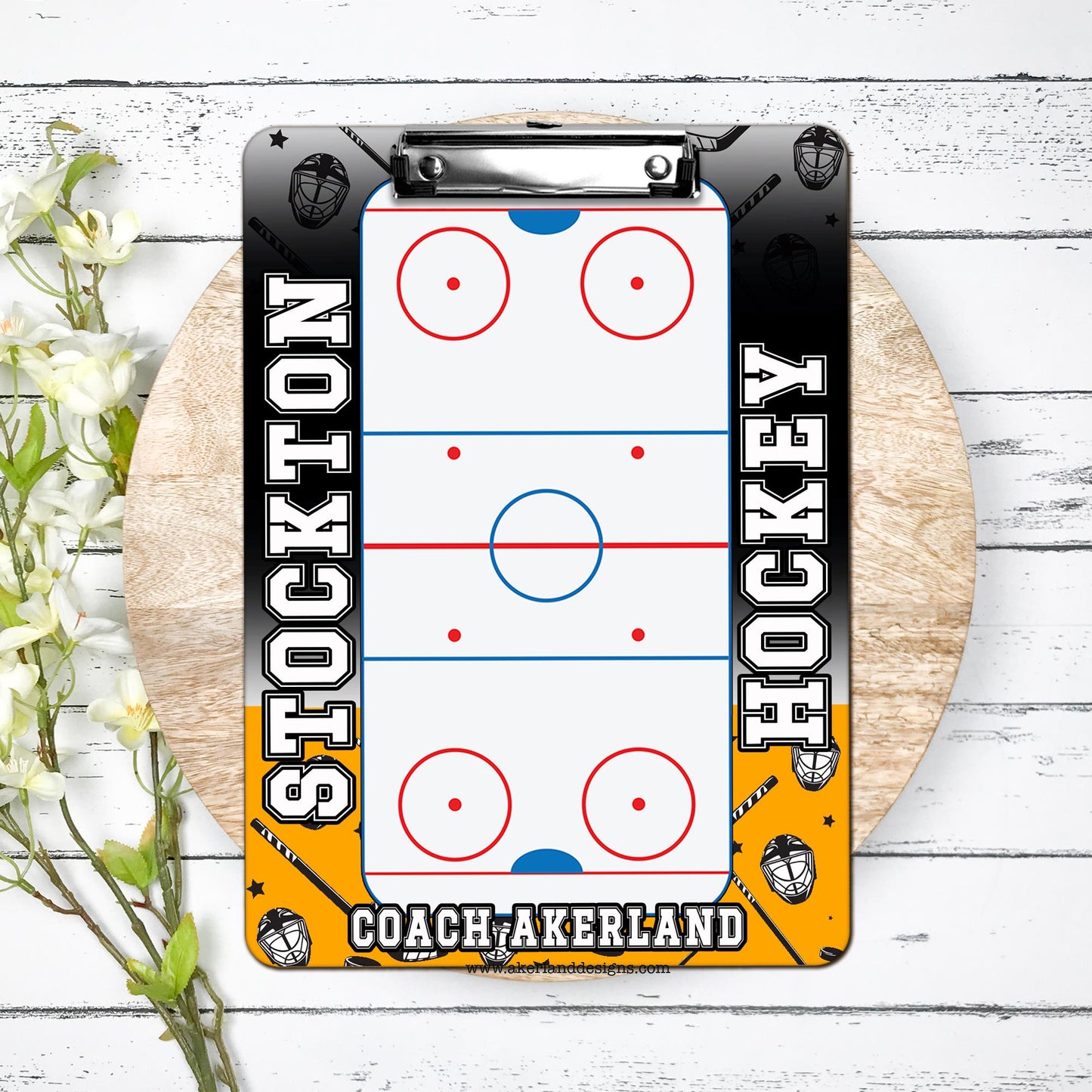 Hockey Clipboard Personalized with a name Coach Appreciation Gift Dry Erase Surface Double Sided