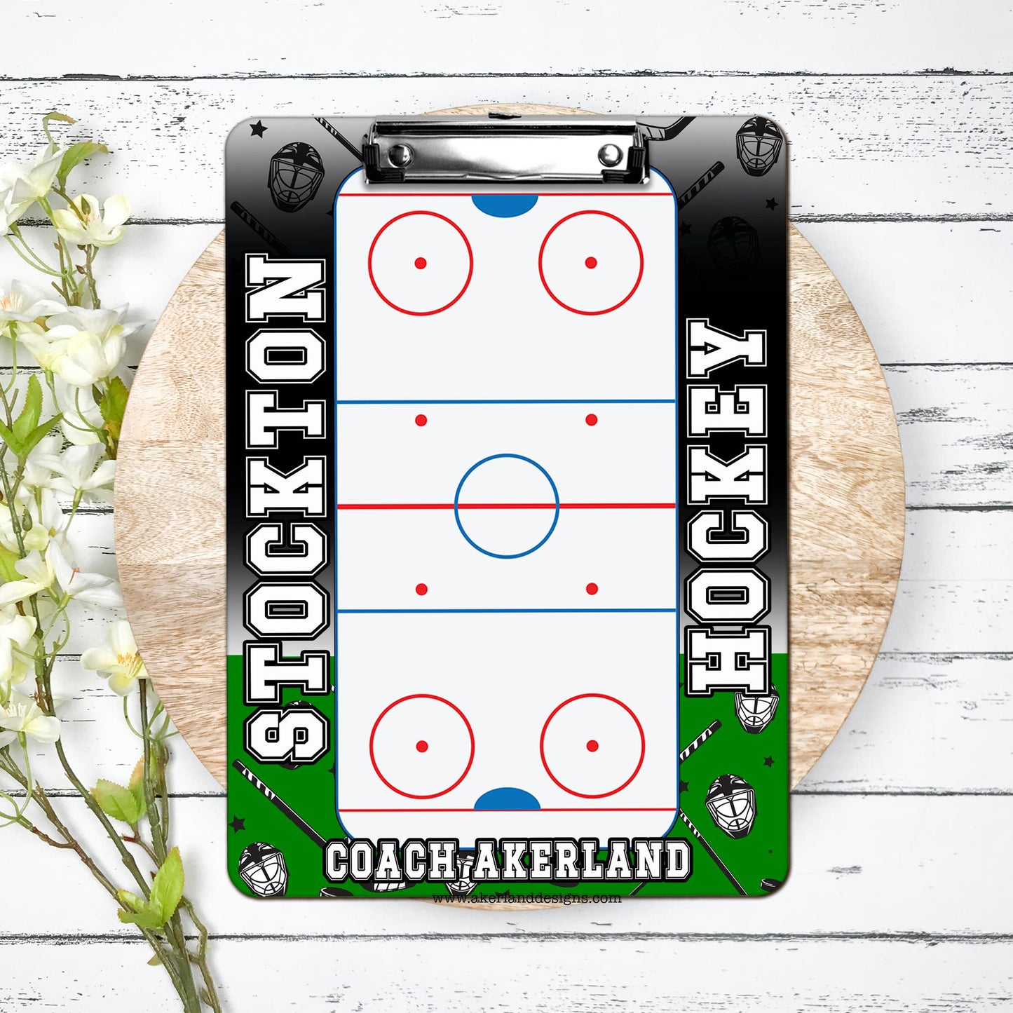 Hockey Clipboard Personalized with a name Coach Appreciation Gift Dry Erase Surface Double Sided