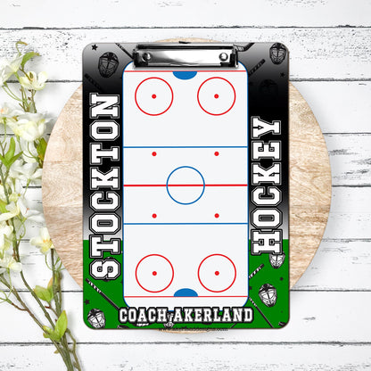 Hockey Clipboard Personalized with a name Coach Appreciation Gift Dry Erase Surface Double Sided