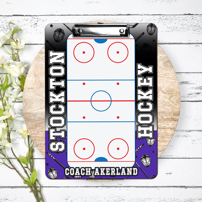 Hockey Clipboard Personalized with a name Coach Appreciation Gift Dry Erase Surface Double Sided