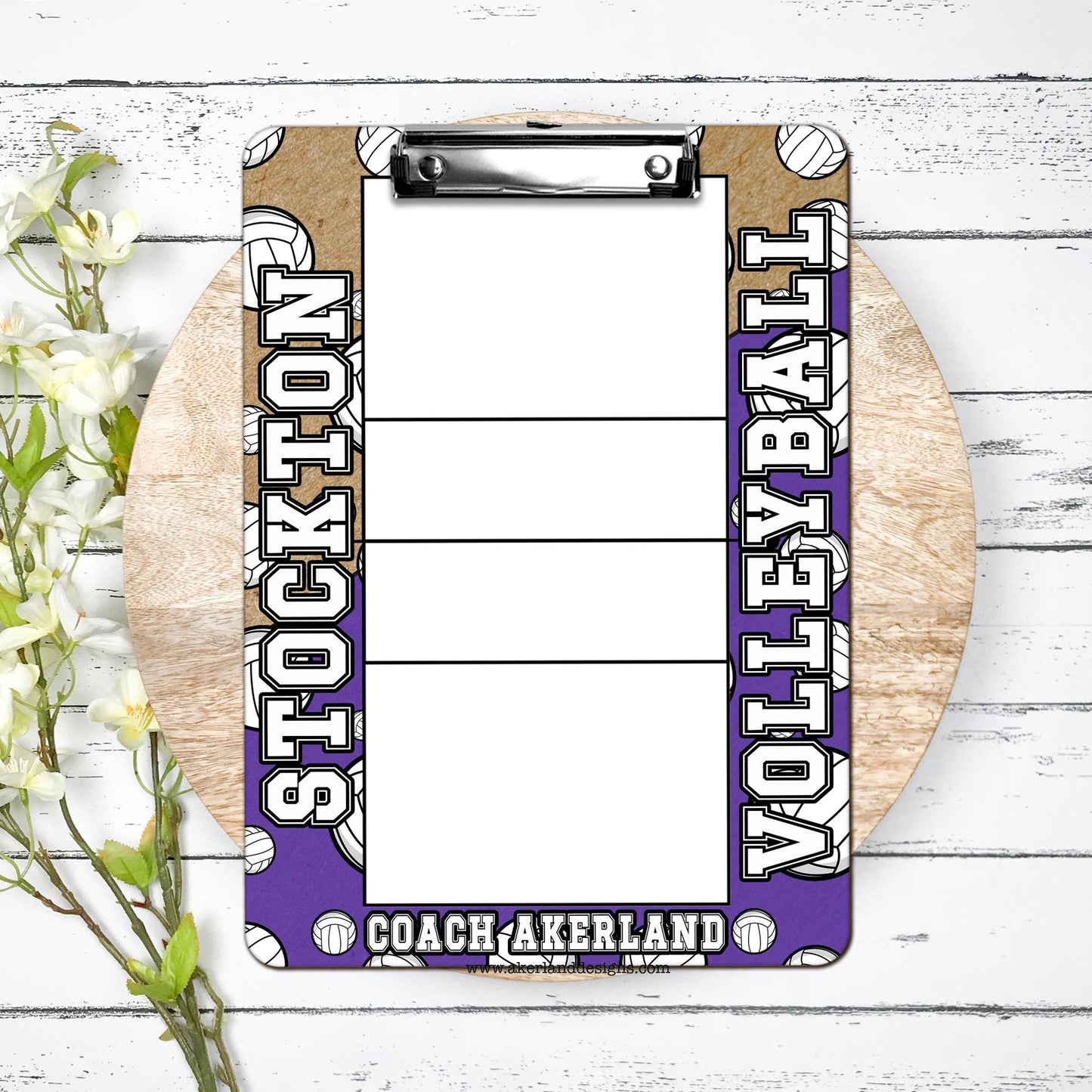 Volleyball Court Clipboard Personalized with team name, Coach Appreciation Gift Dry Erase Surface Double Sided with color options