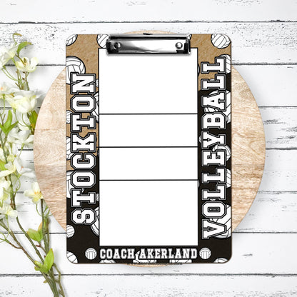 Volleyball Court Clipboard Personalized with team name, Coach Appreciation Gift Dry Erase Surface Double Sided with color options