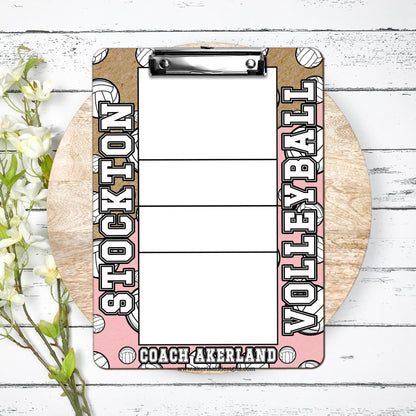 Volleyball Court Clipboard Personalized with team name, Coach Appreciation Gift Dry Erase Surface Double Sided with color options