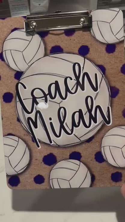 Volleyball Coach Clipboard with Personalization on both sides FRONT AND BACK Teacher Appreciation Gift - Back to school gift Purple