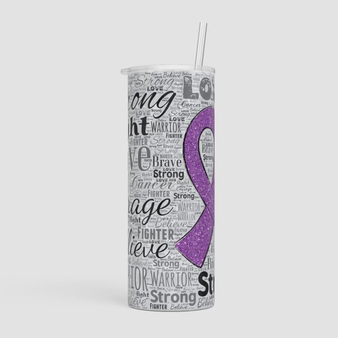 Purple Awareness Ribbon Personalized with a name 20 oz - 30 oz Tumbler with Straw