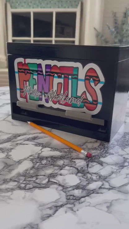 Custom Pencil Dispenser Vinyl Decal Personalized with a name. (DECAL ONLY)