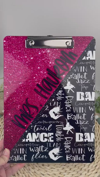 Pink Dance Clipboard with Personalization Front and Back - Gift for Dance Teacher - Double Sided