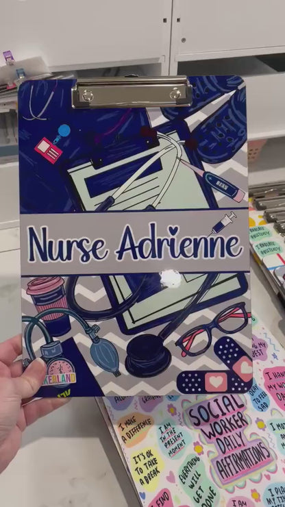 Blue Nurse Clipboard with name front and back - Nurse Gift - Nurse Graduate Gift -  Blue Scrubs