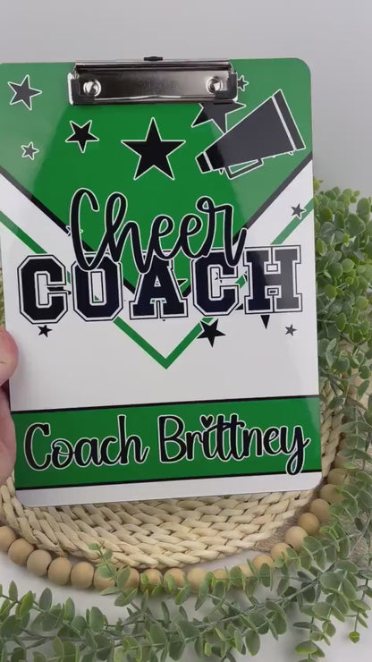 Cheer Clipboard in Green with Personalization Front and Back - Gift for Cheer Coach - Cheerleader - Double Sided