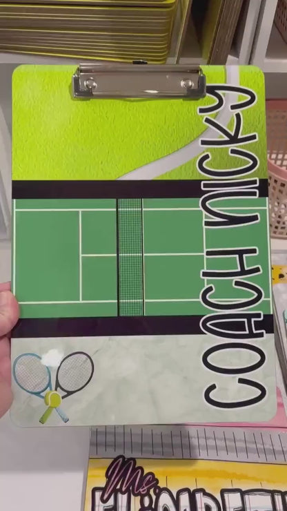 Tennis Coach Clipboard with Personalization Front and Back - Gift for Tennis Coach - Double Sided