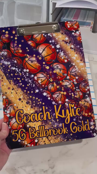 Purple Basketball Coach Clipboard - Personalize with a name - Coach Appreciation Gift Double Sided