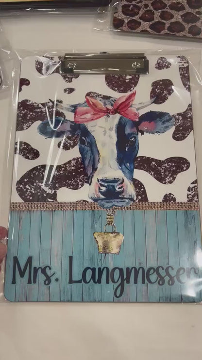 Cow Clipboard with Personalization Front and Back Teacher Appreciation Gift  Double Sided