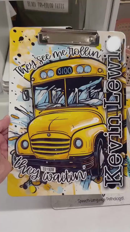 Bus Driver Clipboard with Personalization Front and Back - Gift for Bus Driver - Double Sided