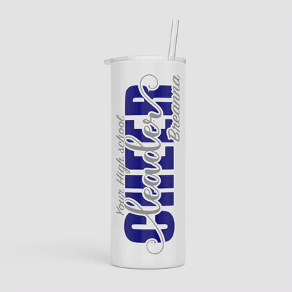 Cheerleader 20 oz or 30 oz Tumbler with straw.. Customize all the colors to match your squad!  Image is permanent and will not peel off!